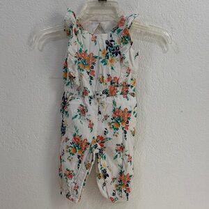 Janie and Jack White Floral Cotton Girls' Romper with Flowers, 12-18 Months